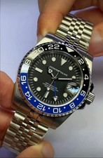 Seikmod GMT „Batman“ | Black-Blue Bezel | Jubilee | NH34 Automatic | Sapphire