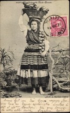 Ak Póvoa de Varzim Portugal, Straßenverkäuferin in Tracht, Zwiebelkorb - 4166385