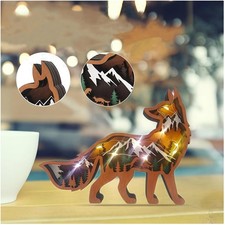 Holz Waldtiere Skulptur Nachtlicht Fuchs Wolf Bär Elefant Dekoration