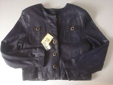 Damen Leder Jacke CLAN by Biba Gr 44 L blau lila Echtleder Hipster Blogger