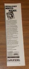 Seltene Werbung vintage GRUNDIG SONO-CLOCK 600 Design Uhrenradio 1983