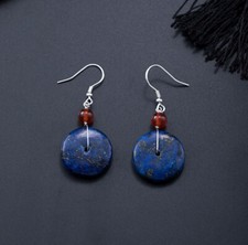 I04 Earring Disc of Blue Lapis