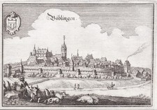 Böblingen Baden-Württemberg Ansicht Kupferstich engraving Merian 1650