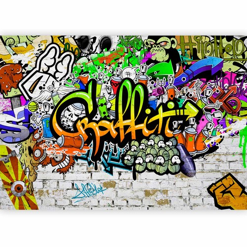 Graffiti mauer fototapete - graffiti,