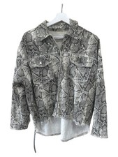 ZARA Damen Hemdbluse Oversized Nieten Schlangenmuster Freizeit Gr XS Mehrfarbig