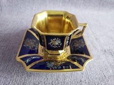 Allach Bohemia Porzellan sammel Mokkatasse&UT Koballt Gold Emaille Art Deco 1930
