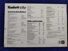 Opel Kadett C City Technische Daten 6.1975