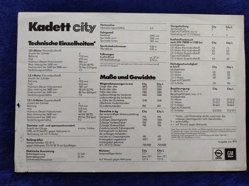 Opel kadett city technische - c,