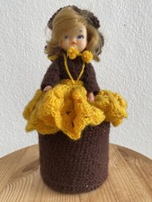 toilettenpapierhalter gehäkelt handmade mit Puppe vintage Badzubehör Deko 70er