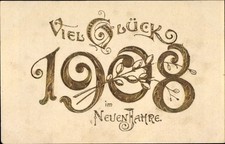 Präge Ak Glückwunsch Neujahr 1908, Weidenkätzchen-Zweige - 2948503