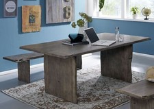 Baumtisch Esszimmertisch Echtholz Akazie echte Baumkante natur groß 200x76