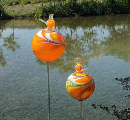 Gartenstecker glas kugel mit - glas,