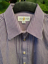 NEU - ALMSACH - lila kariertes Trachten Halb Hemd Pfoad mit Biesen Gr. M  39  40