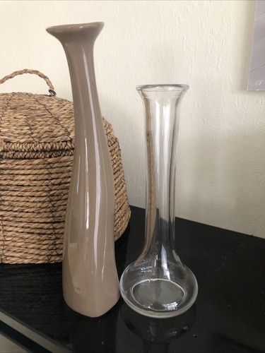Zwei blumenvasen glas - glas, keramik