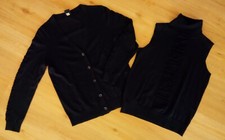 *Madeleine*Luxus Twin-Set, Strickset Gr. 36-38 ,Schurwolle,schwarz NEU!!!