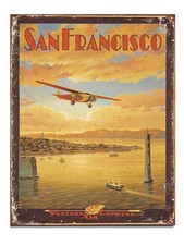 Schild Flugzeug Motiv San Francisco USA Poster 30 x 40 cm Vintage look *217