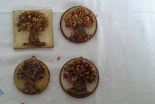 Ton Scheibe Bäume Dekoration Hängedeko Wanddeko Türdeko 6x6x1 cm