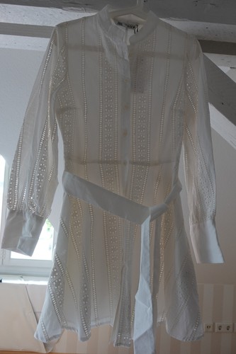 Kleid zara weiß stickerei - kleid,