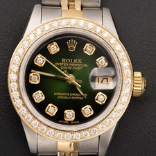 Rolex Datejust Diamant Lünette Jubiläum Uhr 26mm Grün Ziffernblatt 1.25ct