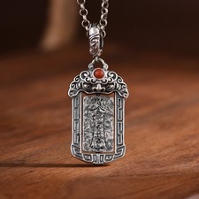 N05 Anhänger Dämon mit rotem Achat Runen drehbar Sterling Silber 925