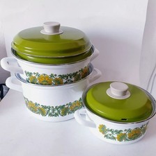 Kochtopf Set 70er Jahre Emaille Email 3 Stück Kochtopf