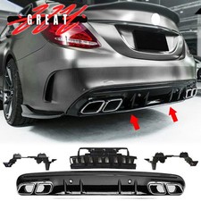 Diffusor + Auspuffblenden CHROM C63 AMG Limo für Mercedes Benz W205 S205 15-21