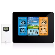 Wetterstation Funk Mit Farbdisplay Thermometer Innen-Außensensor Digitale Wecker