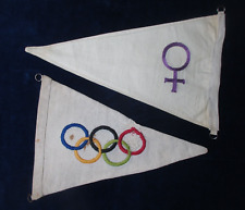 Alter Motorrad Auto Fahrrad Sport Stoff Wimpel der Olympiade 1936 in Berlin