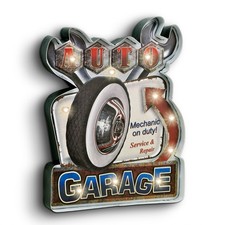 Blechschild Old Garage LED