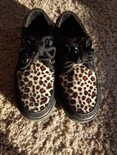 ?  T.U.K. Creeper Black Leopard/Canvas Upper - Girl Schuhe Gr.38, Rockabilly