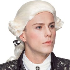 Barock Perücke mit Zopf creme-weiß für Herren Onesize Rokoko Kostüm-Zubehör
