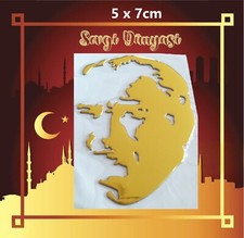 Atatürk Aufkleber 3D Metall Sticker Gold Chrom Gazi Mustafa Kemal 5x7cm