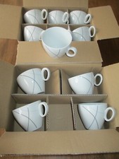 Seltmann Weiden Trio Highline 11 Kaffeetassen weiß schwarz graue Linien