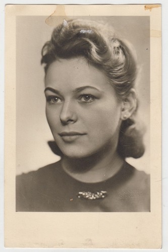 Portrait blonde junge frau - ak,
