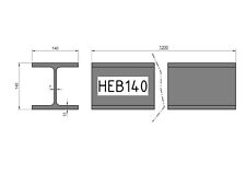 Stahlträger HEB140, HEB H-Profil 140 , 4 Stück, grundiert, Fenstersturz, 1,2 m,