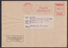 75896) LIEGNITZ Schlesien 1938 Absenderfreistempel auf Brief