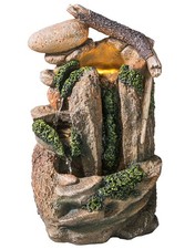 Livarno home Zimmerbrunnen mit Beleuchtung Felsen Deko Tischbrunnen Wasserfall