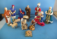 Sehr schöne Weihnachtskrippe, Lang Selig Erben, Oberammergau, Holz/Textil