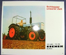 Altes Reklame Blechschild Oldtimer Traktor Eicher Büffel Schlepper 40x33cm
