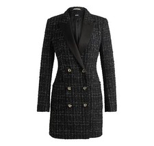 Boss Damen Kleid Smoking Style Tweed Glitzernd Dansian 50524653 Schwarz