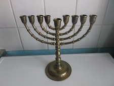 alter  Jüdischer  Messing  Chanukka  Menorah  Leuchter  8 + 1   flammig  25 cm