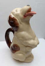 Alter Majolika Krug Kanne Figurenkrug Hund FAYENCE D'ART handbemalt  PEINT MAIN