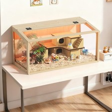 Nagerkäfig XL Kleintierkäfig Hamsterkäfig Hamster Maus Holz+gehärtetes Glaskäfig