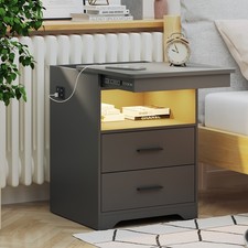 LED Nachttisch mit Versteckte Schublade Nachttisch mit intelligenter Ladestation