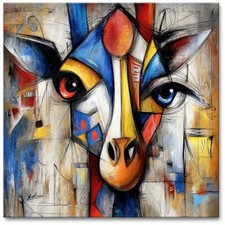 Leinwand Bild XXL Abstrakt Bunt Giraffe Graffiti Kunst Wandbild Wohnzimmer 8181