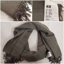 H&M XXL Schal 180x80cm Tuch Stola Grau Ethno Boho mit Fransen Top