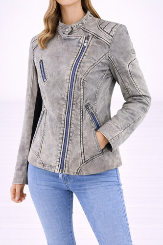 Milestone leder jacke grau - leder, 36
