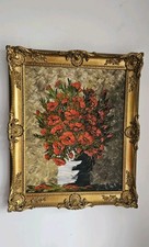 Ölgemälde Ölbild auf Leinwand Signiert Mohnblumen 