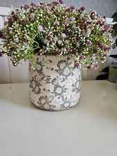 Übertopf Blumentopf Grau GeblümtKeramik glasiert Landhaus Clayre & Eef 17x16cm