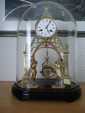 Pendule um 1850 Kaminuhr Portaluhr Uhrwerk überholt Neogotik Skelettuhr